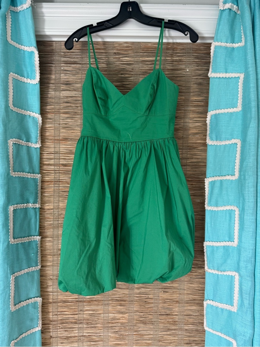 Express Emerald Green Spaghetti-Strap Fit & Flare Mini Dress